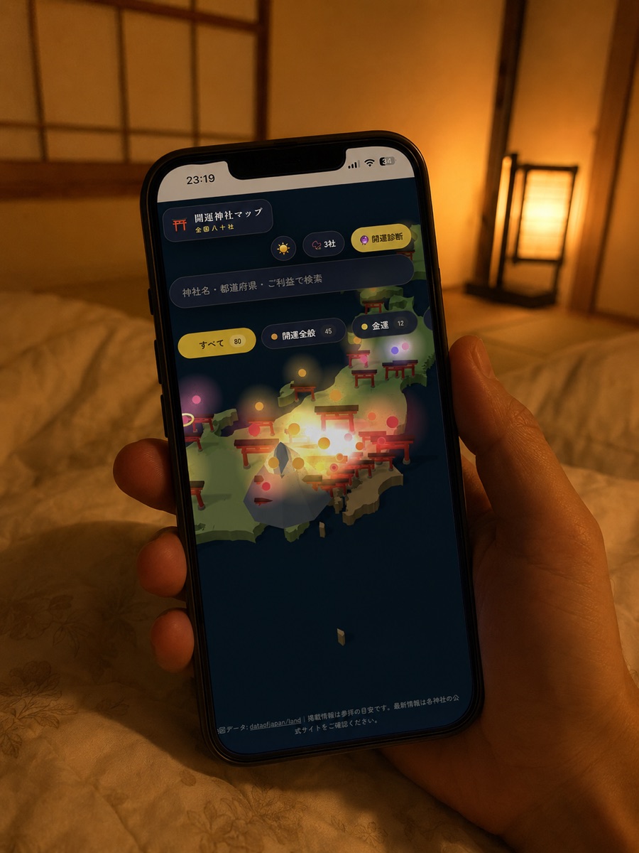 旅館の夜、ナイトモードで明日の計画